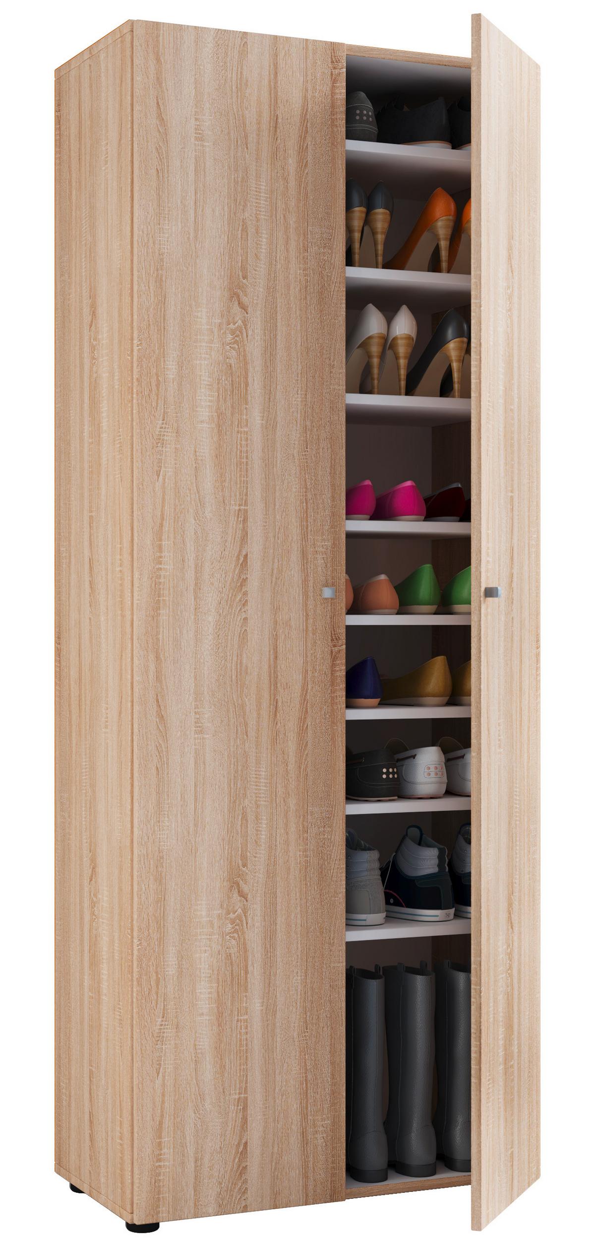 Schuhschrank Vandol Eiche Dekor B: 71 cm - Schwarz/Sonoma Eiche, Design, Holzwerkstoff (71/180/39cm) - MID.YOU