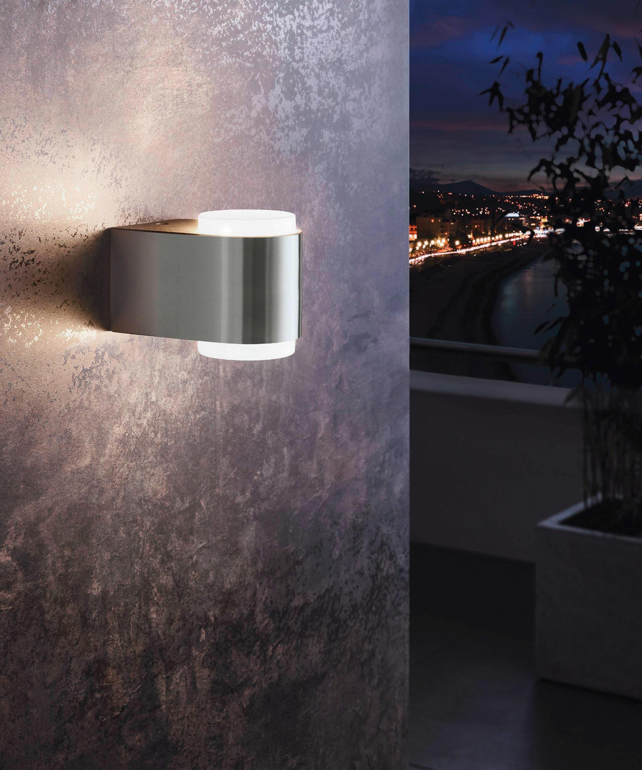 Außenwandleuchte Briones 3w Metall Kunststoff, Wandmontage - Edelstahlfarben/Weiß, Design, Kunststoff/Metall (9,5/8,5/12,5cm) - Eglo