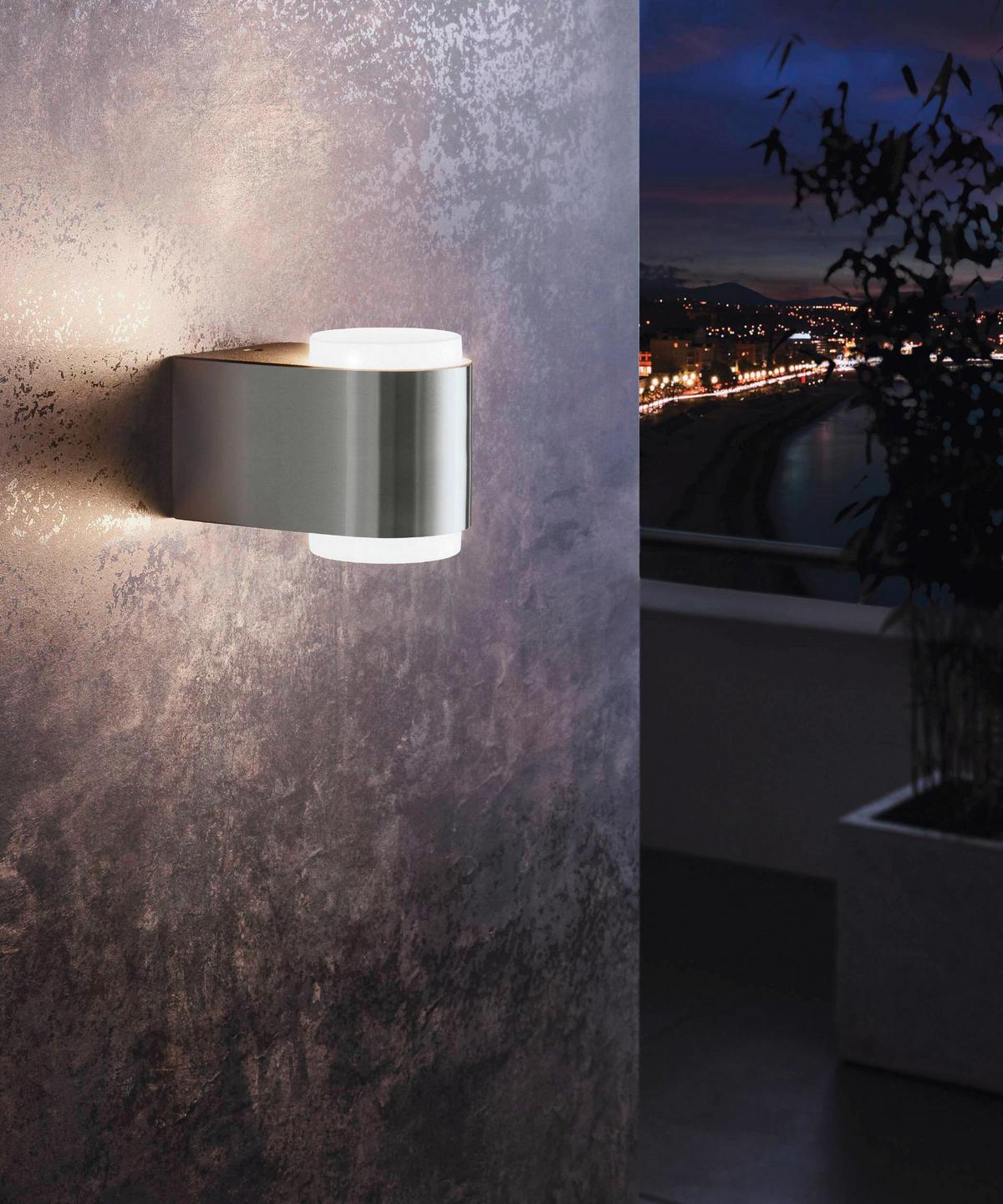 Außenwandleuchte Briones 3w Metall Kunststoff, Wandmontage - Edelstahlfarben/Weiß, Design, Kunststoff/Metall (9,5/8,5/12,5cm) - Eglo