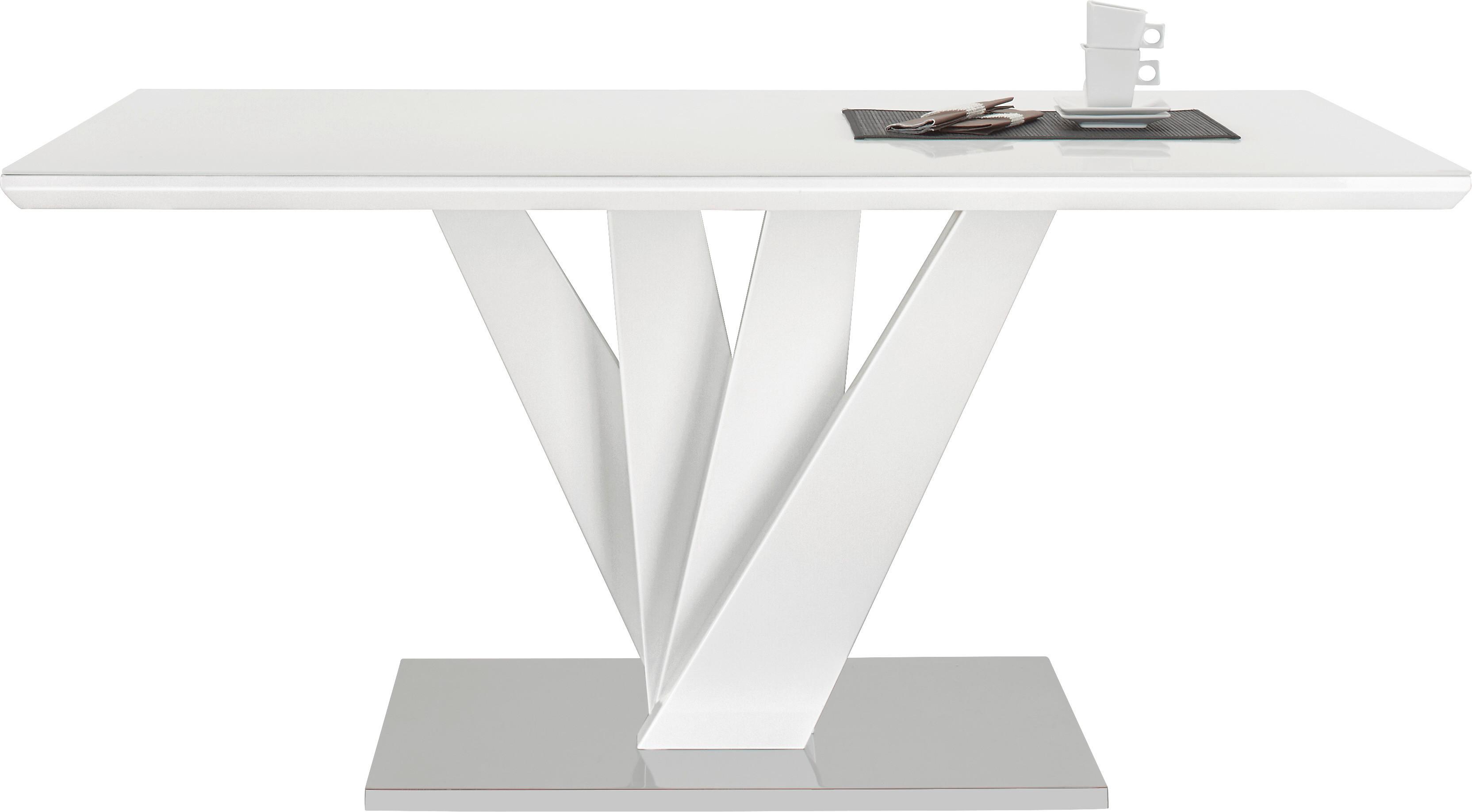 Jedálenský stôl SAMUEL biela VL 160x90cm - biela/farba ušľachtilej ocele, Modern, kov/kompozitné drevo (160/90/76cm) - Mömax