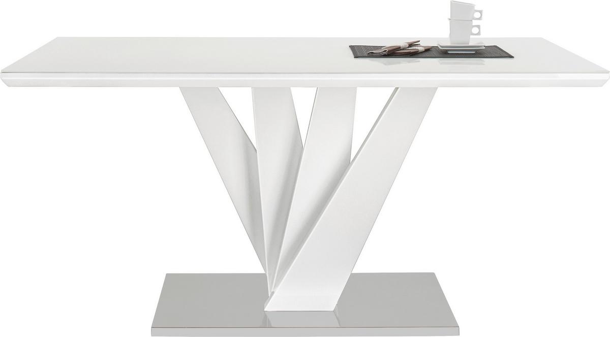 Jedálenský stôl SAMUEL biela VL 160x90cm - biela/farba ušľachtilej ocele, Modern, kov/kompozitné drevo (160/90/76cm) - Mömax