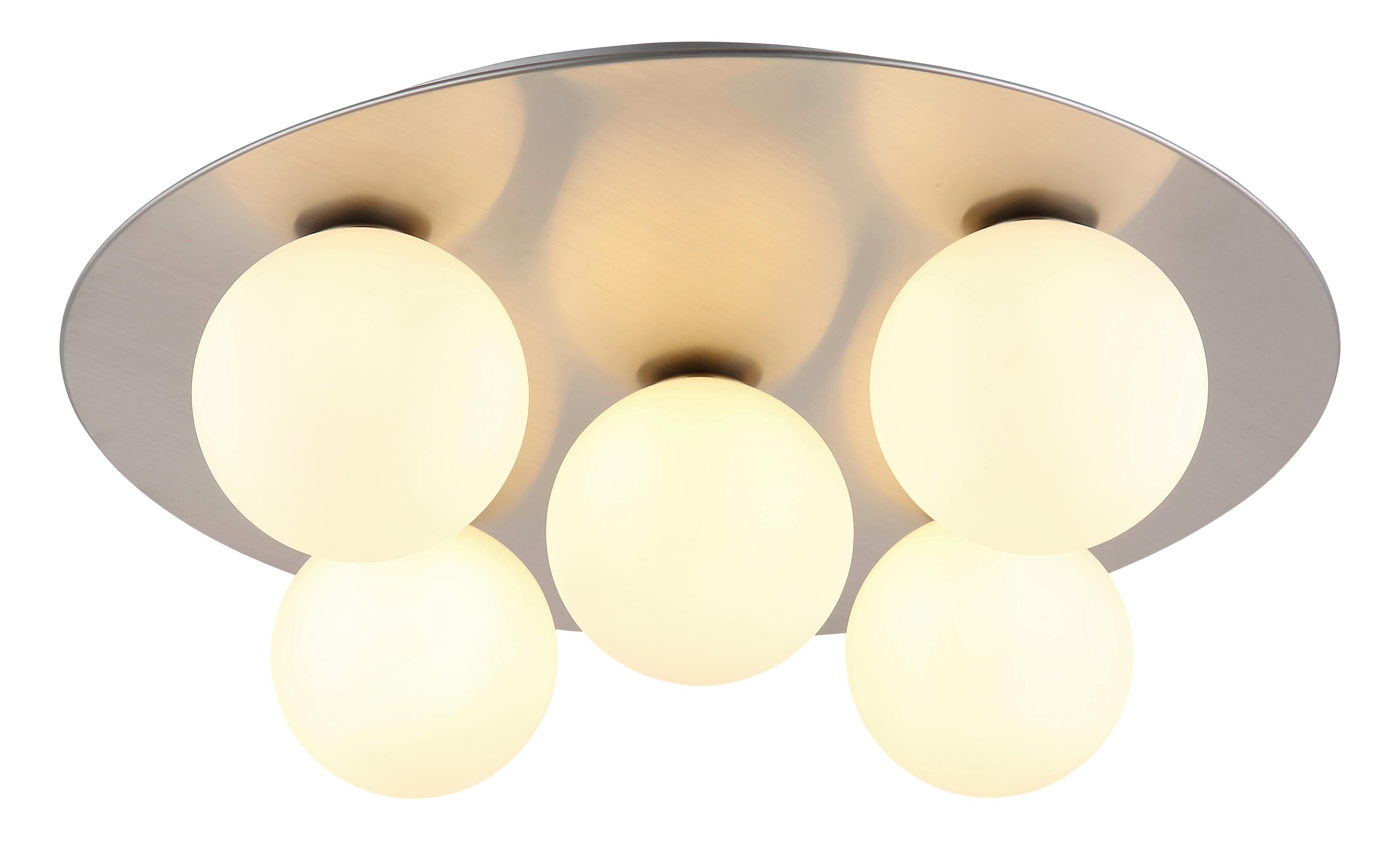 LED-Deckenleuchte 56140-5D - Weiß/Nickelfarben, Design, Glas/Metall (50/15,5cm) - Globo