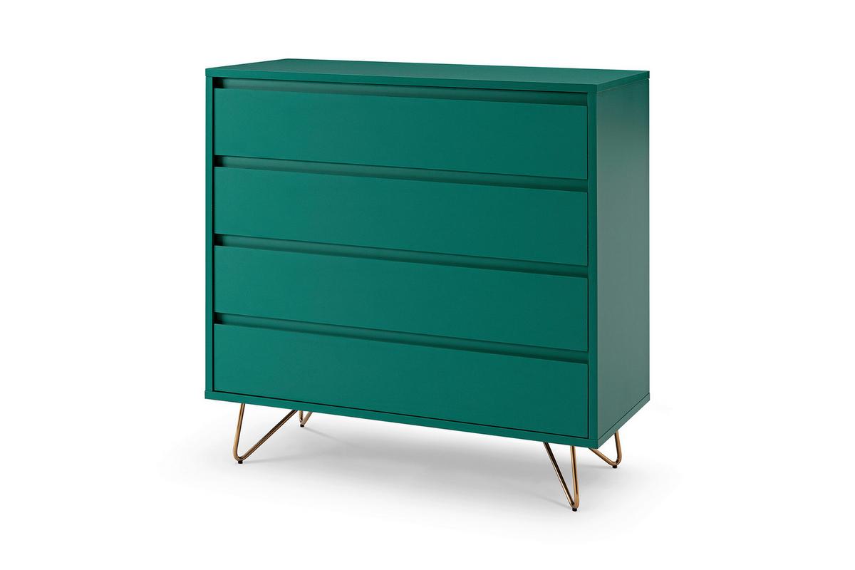 Kommode Grün B: 90cm - Messingfarben/Grün, Design, Holzwerkstoff (90/90/40cm) - Livetastic