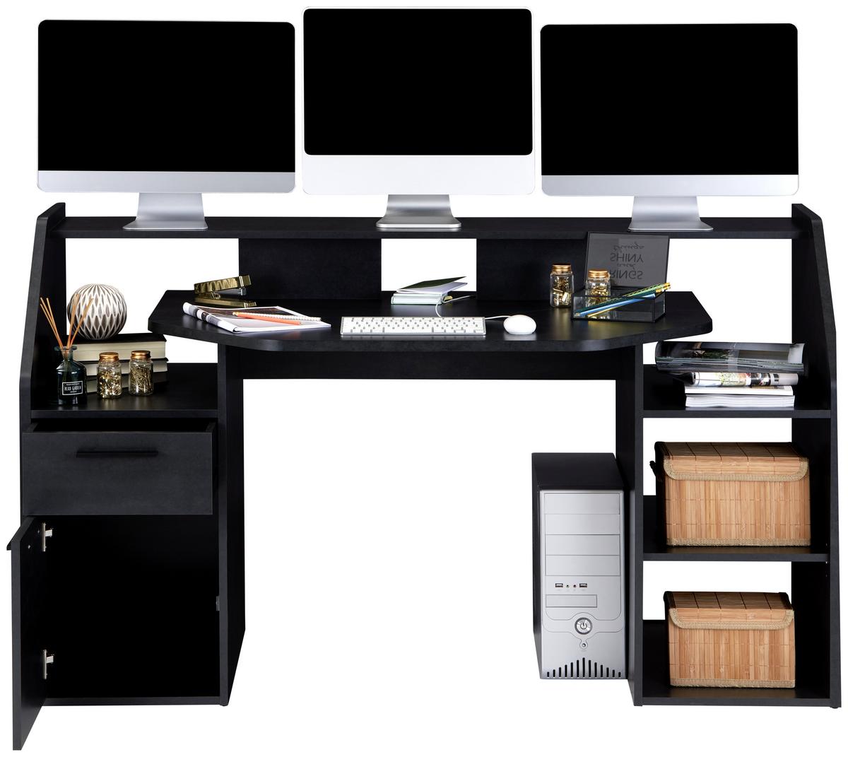 HERNÍ STŮL ENTER - černá/barvy grafitu, Moderní, kompozitní dřevo/plast (160/95,7/71,5cm)