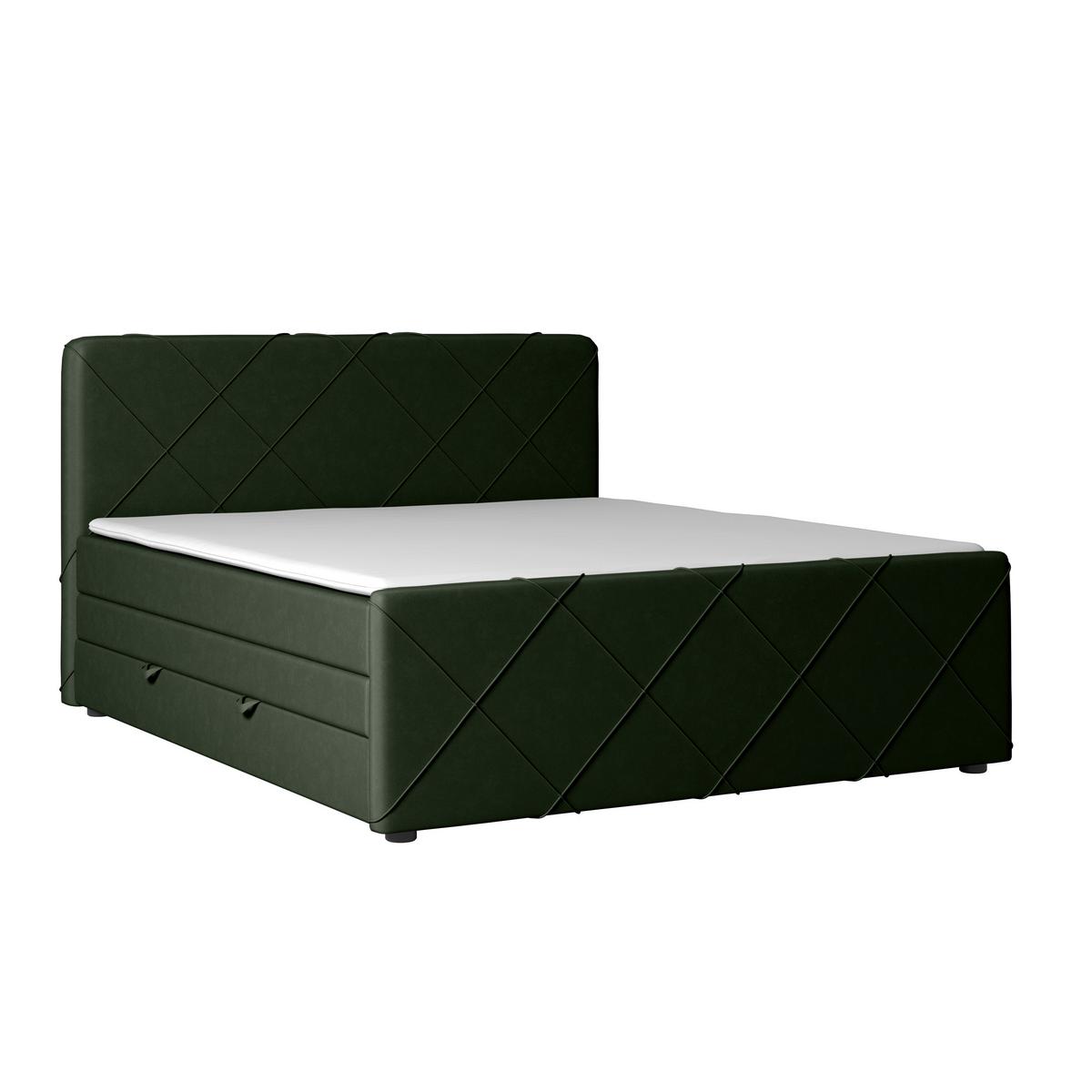 Boxspringbett mit Bettkasten Cordoba 180x200 cm Grün - Schwarz/Grün, MODERN, Holz/Kunststoff (180/200cm) - MID.YOU