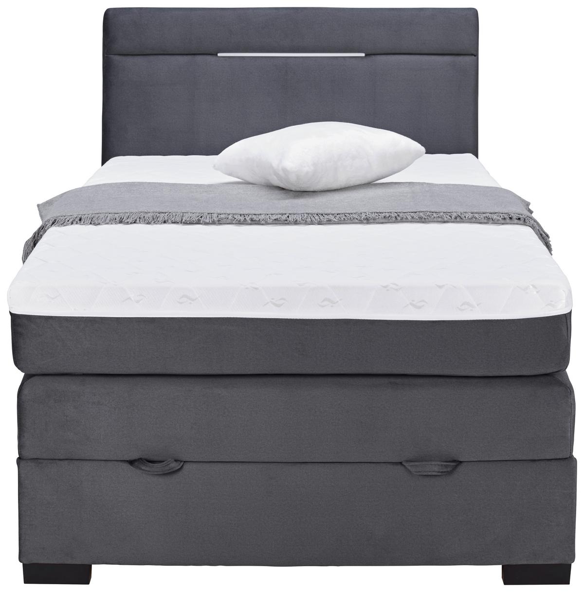 Boxspringbett mit Topper & Bettkasten 140x200 cm Tommy - Graphitfarben, MODERN, Holzwerkstoff/Textil (140/200cm)