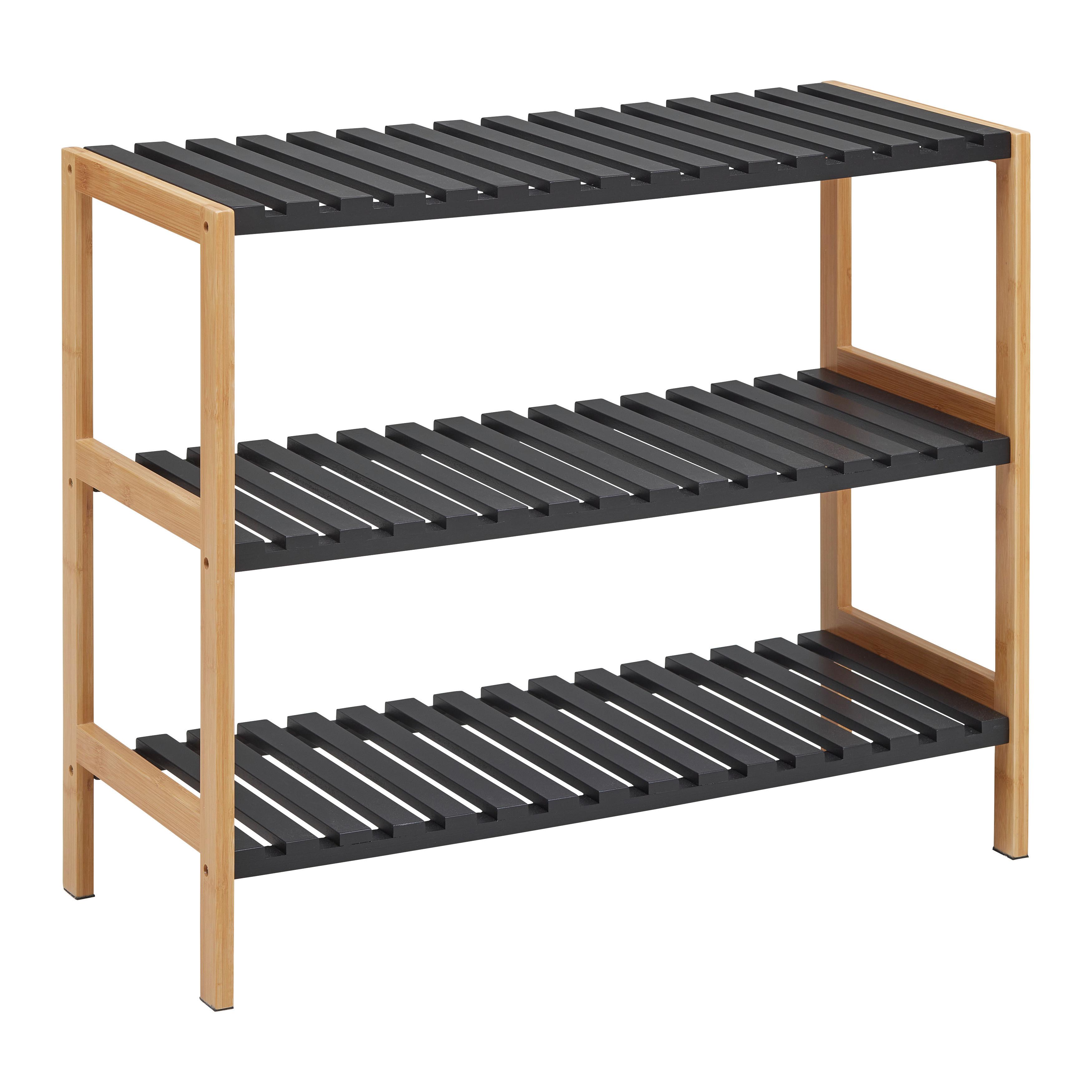 REGÁL NA BOTY ELSA - černá/přírodní barvy, Moderní, kompozitní dřevo/přírodní materiály (70/58,5/30cm) - Mömax