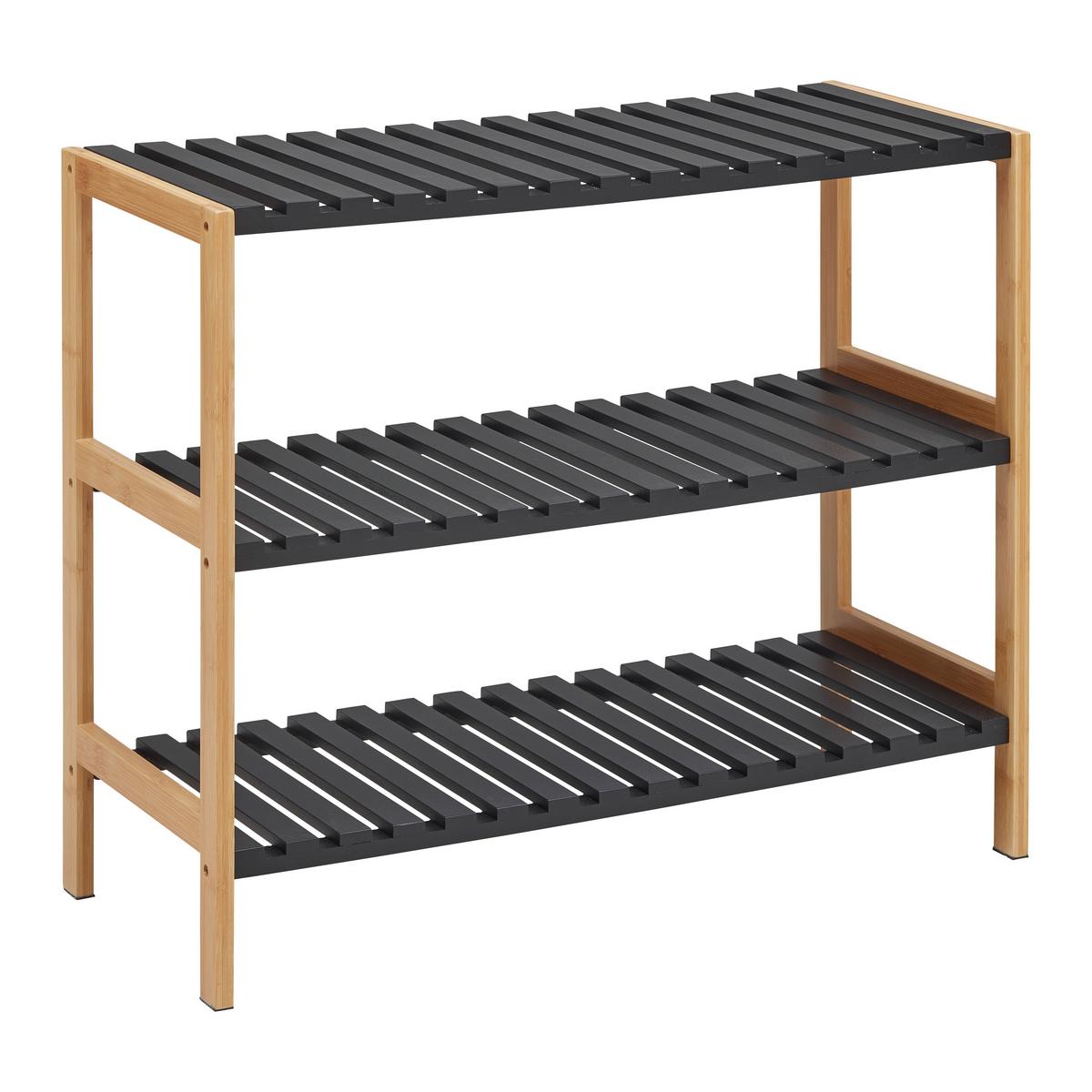 REGÁL NA BOTY ELSA - černá/přírodní barvy, Moderní, kompozitní dřevo/přírodní materiály (70/58,5/30cm) - Mömax