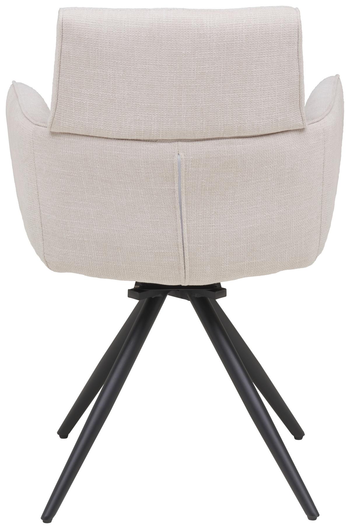 Armlehnstuhl Elis Webstoff Beige, B: 62 cm - Beige/Schwarz, KONVENTIONELL, Textil/Metall (62/89/62cm) - Livetastic