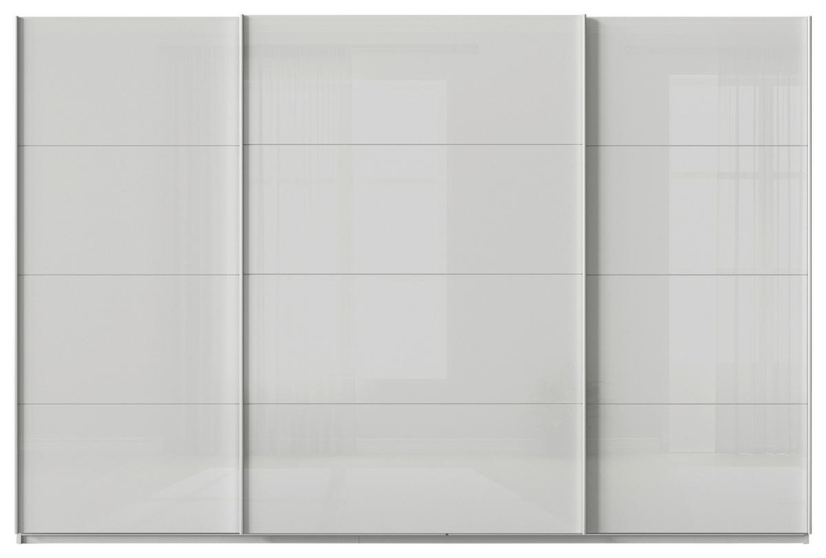 Tolóajtós Szekrény Feldkirch 315/210 Cm - világosszürke/magasfényű szürke, Modern, faalapú anyag/Üveg (315/210/62cm)