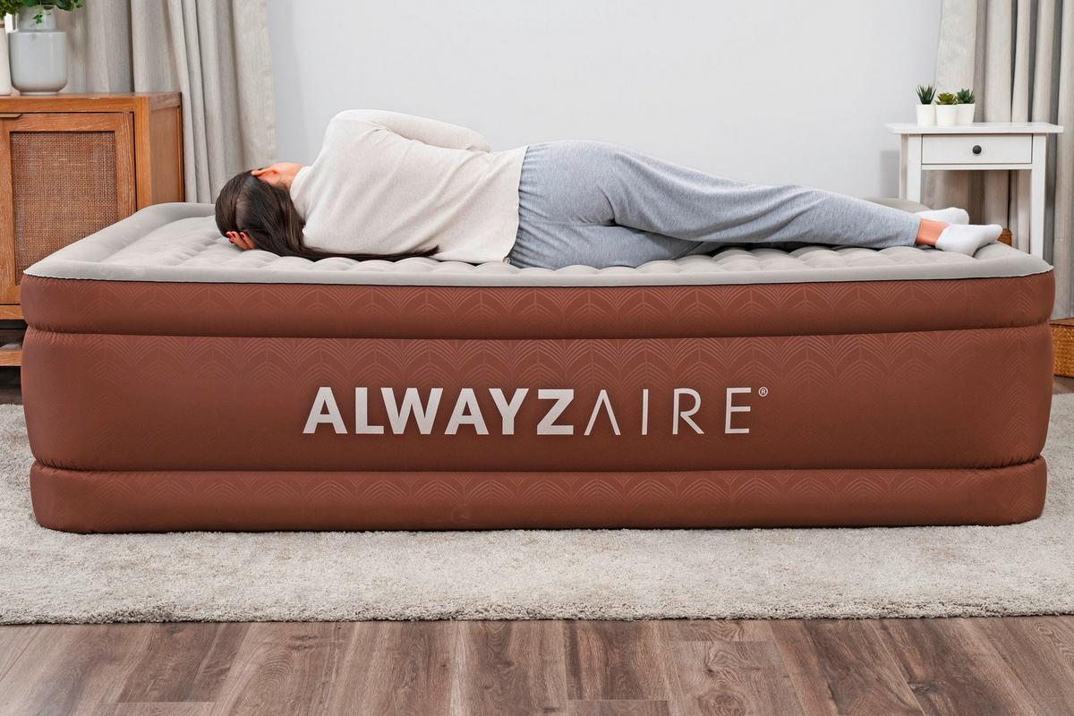 Luftbett Anastasia 203x152x51 Cm Bis 350kg, Inkl. Pumpe - Braun/Grau, KONVENTIONELL, Kunststoff/Metall (203/152/51cm) - Bestway