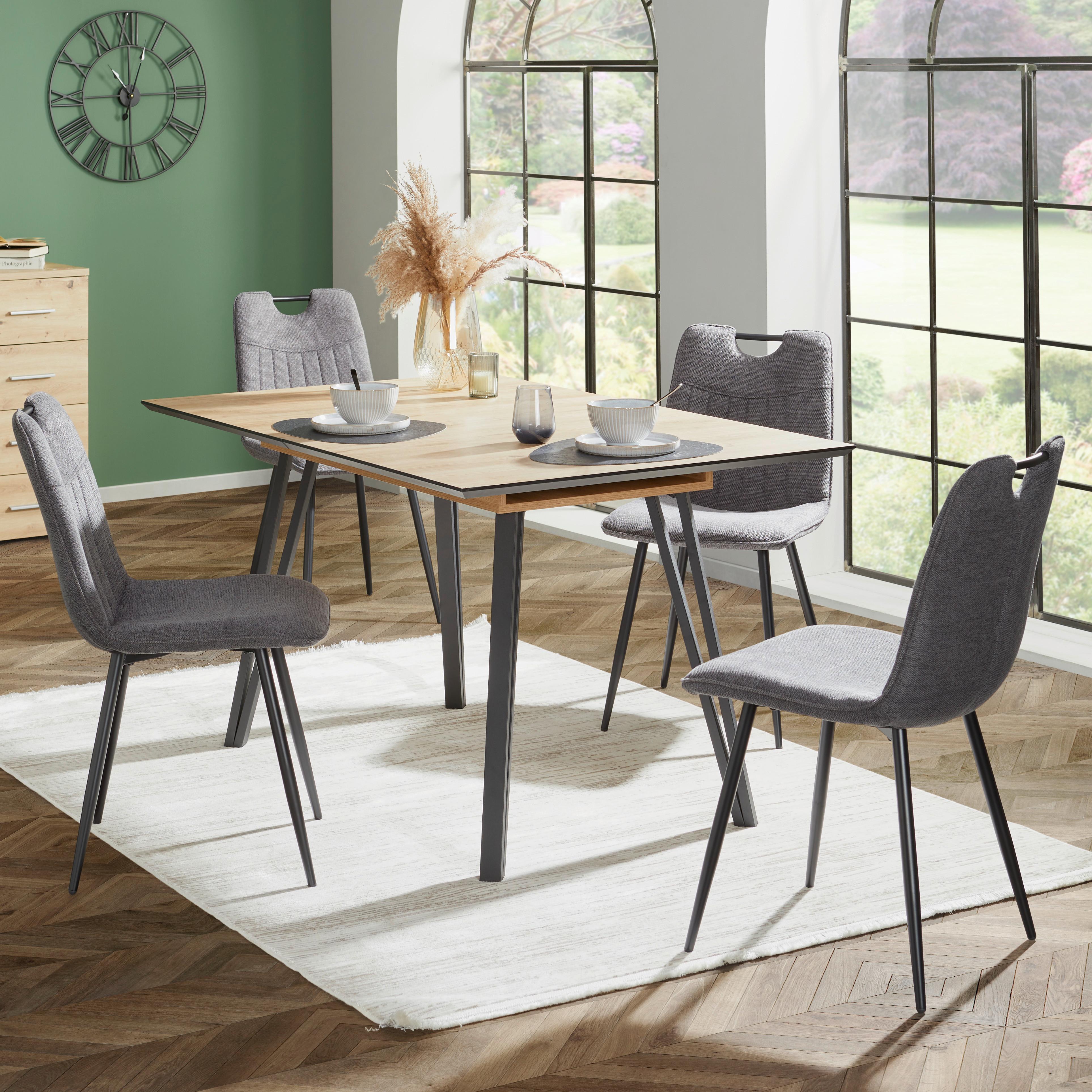 Esstisch ausziehbar Ascona 140-180x75x80 cm Eiche - Schwarz/Eiche Artisan, Trend, Holz/Metall (140-180/75/90cm)