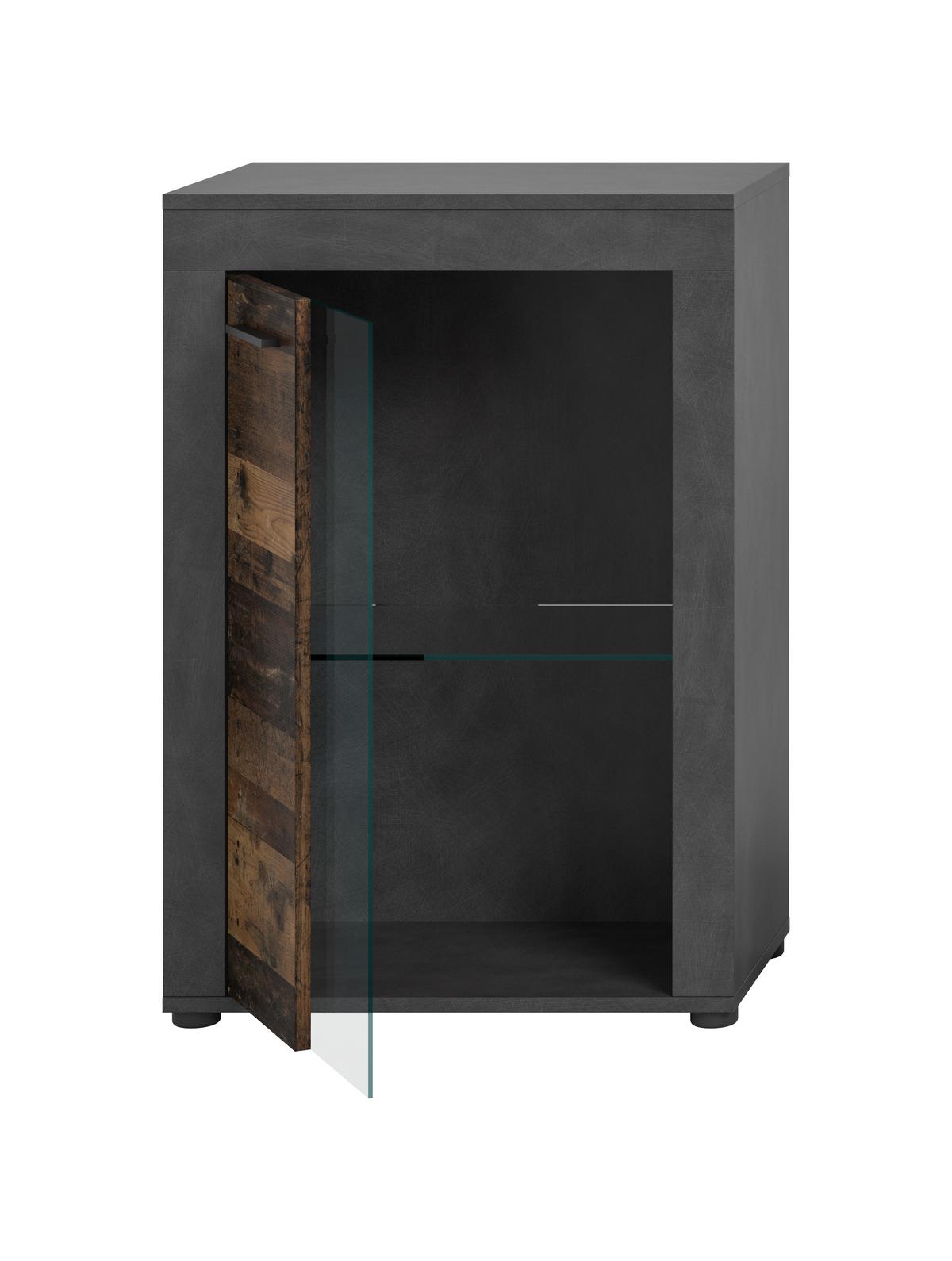 Vitrine Jam Anthrazit/naturfarben B: 86 Cm - Anthrazit/Schwarz, Design, Glas/Holzwerkstoff (86/60/35cm) - MID.YOU