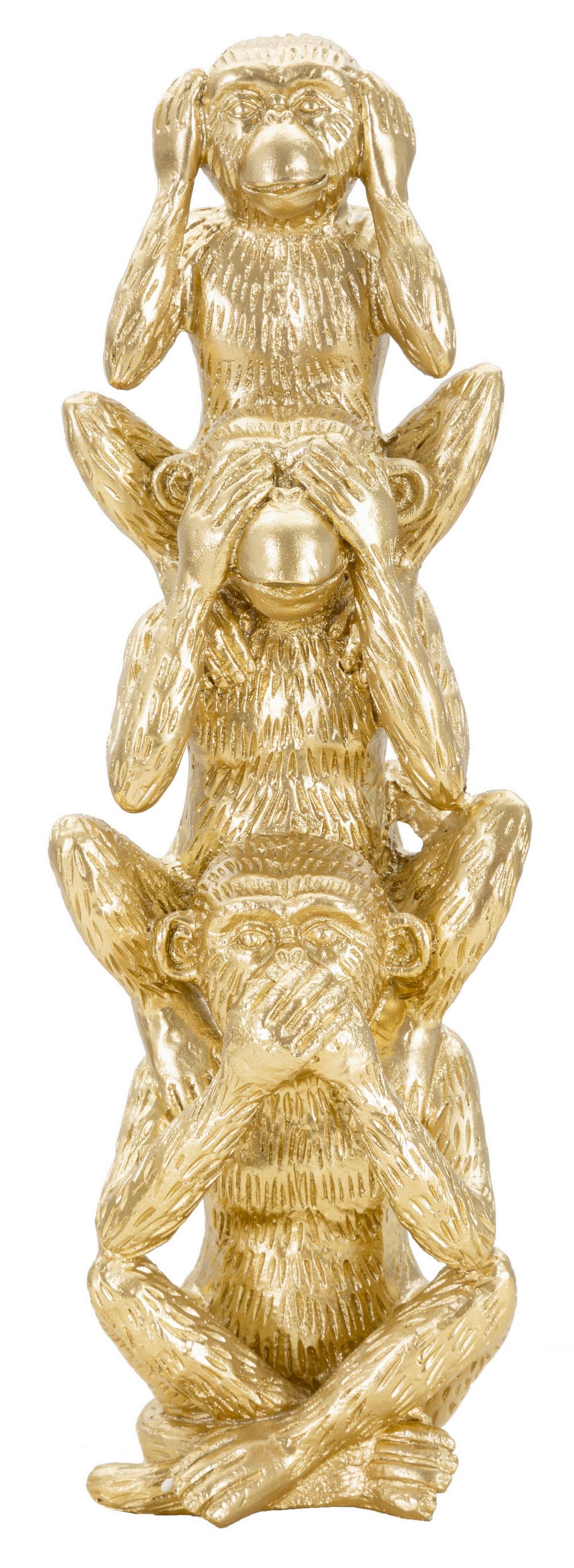 Skulptur Monkey Tower Monkey Tower Gold B: 10,5 cm - Goldfarben, Basics, Kunststoff (10.5/30/10.5cm)