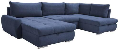 Ecksofa Canion - Chromfarben/Dunkelblau, Design, Textil (174/322/173cm) - Livetastic