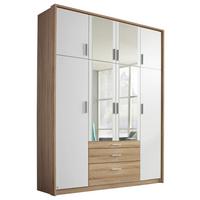 Drehtürenschrank Mit Spiegel + Laden 185cm Hildesheim, Weiß - Klar/Weiß, Design, Glas/Holzwerkstoff (185/231/56cm) - Rauch Möbel