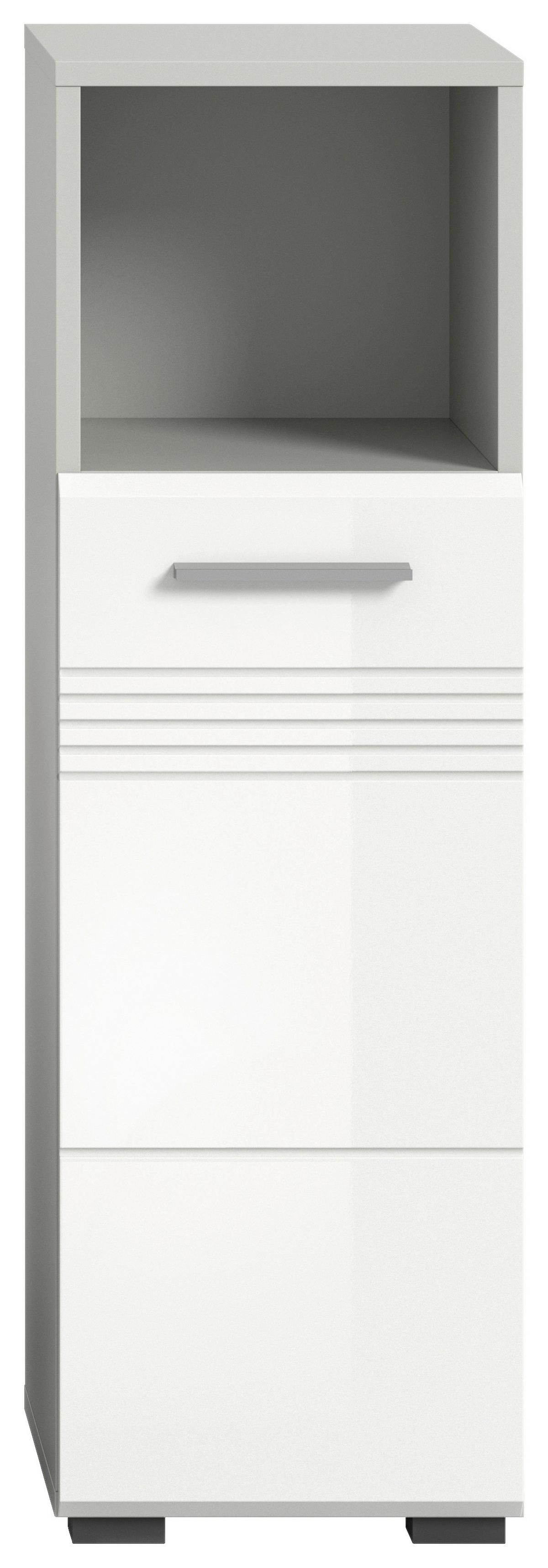 Unterschrank Copa B: 30 cm Weiß/Grau - Weiß Hochglanz/Schwarz, MODERN, Holzwerkstoff (30/95/30cm) - MID.YOU