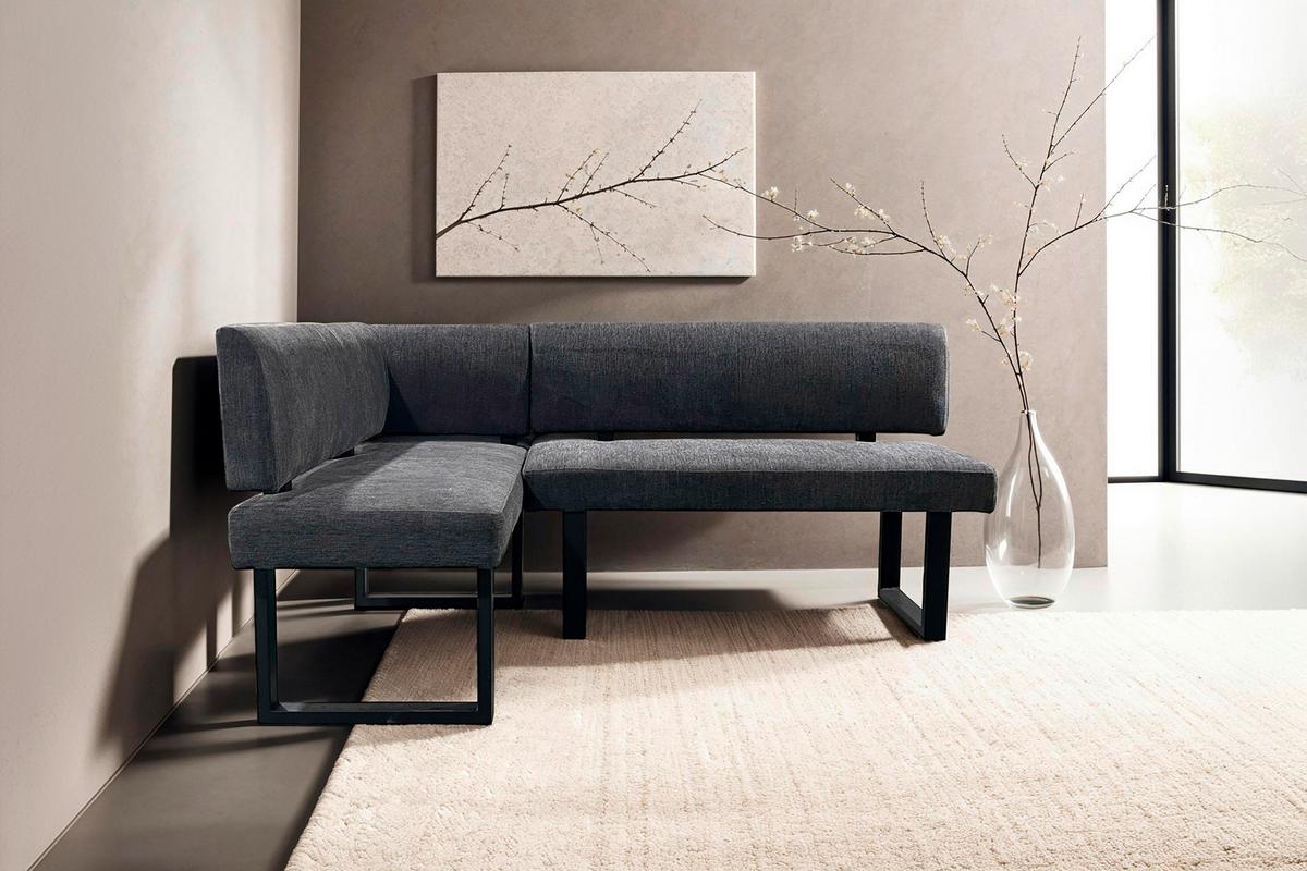 Eckbank Vancouver Grau, Schwarz 125x181 cm - Anthrazit/Schwarz, Design, Textil/Metall (125/181,5cm) - MID.YOU