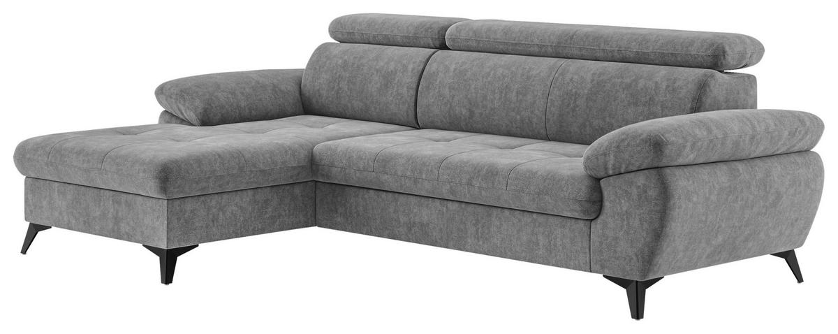 Ecksofa mit Bettkasten Hudson 166x261 cm Grau - Schwarz/Grau, Textil (166/261cm) - MID.YOU