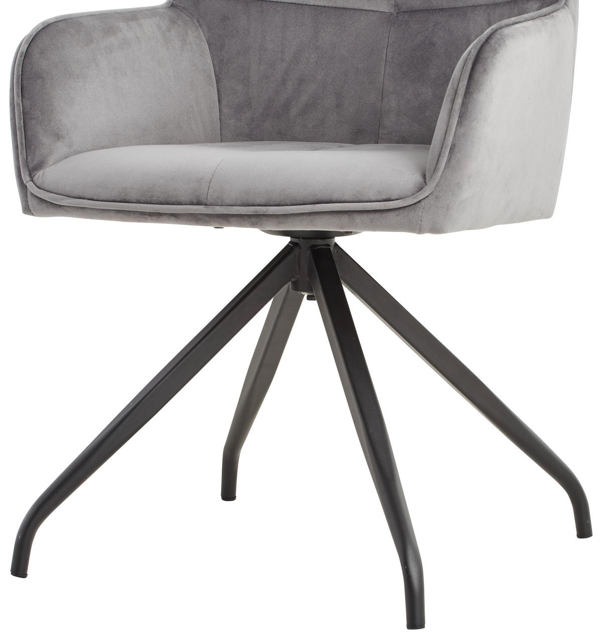 Schalenstuhl Rapallo Grau Gepolstert + Drehbar - Schwarz/Grau, MODERN, Holz/Textil (57/83,5/60cm) - Livetastic