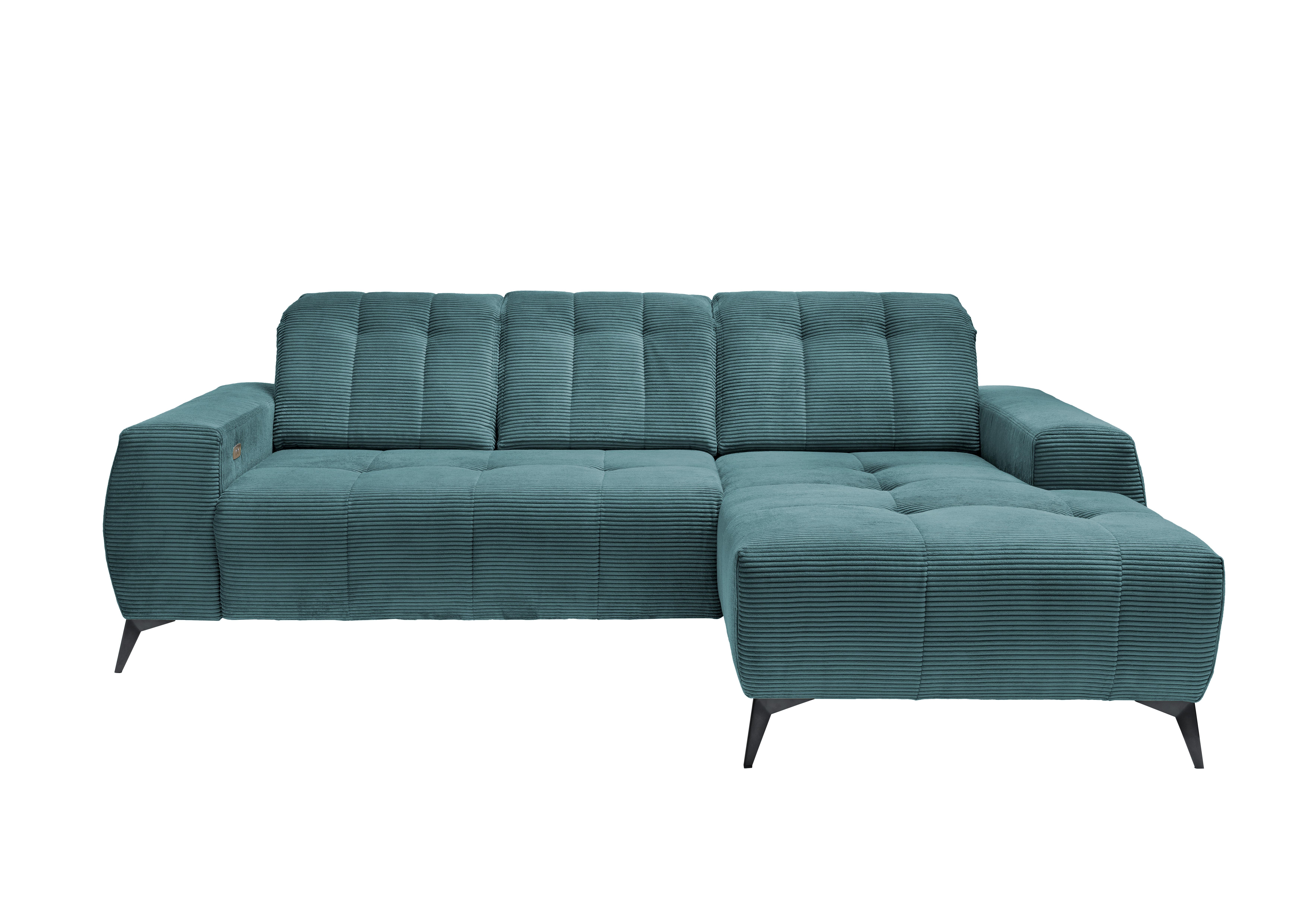 Ecksofa mit USB Anschluss Sano, Petrol, S: 258x180 cm - Petrol/Schwarz, MODERN, Textil (258/180cm) - Livetastic