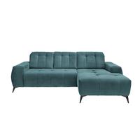 Ecksofa Mit Usb Anschluss Sano, Petrol, S: 258x180 Cm - Petrol/Schwarz, MODERN, Textil (258/180cm) - Livetastic
