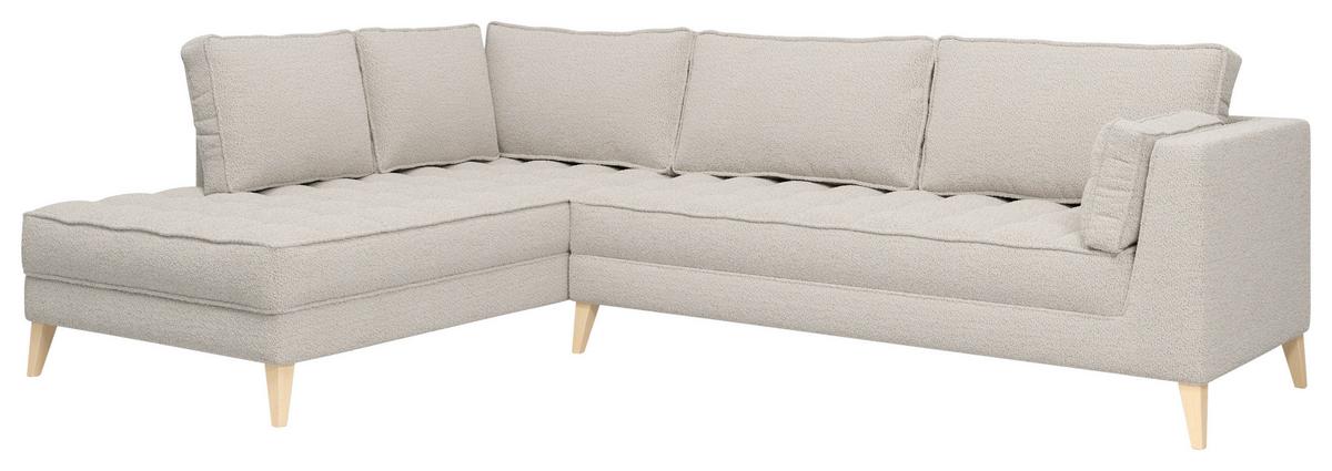 Rohová sedačka DOTI, levá, bílá - bílá/přírodní barvy, Design, kompozitní dřevo/textil (204/310cm) - MID.YOU