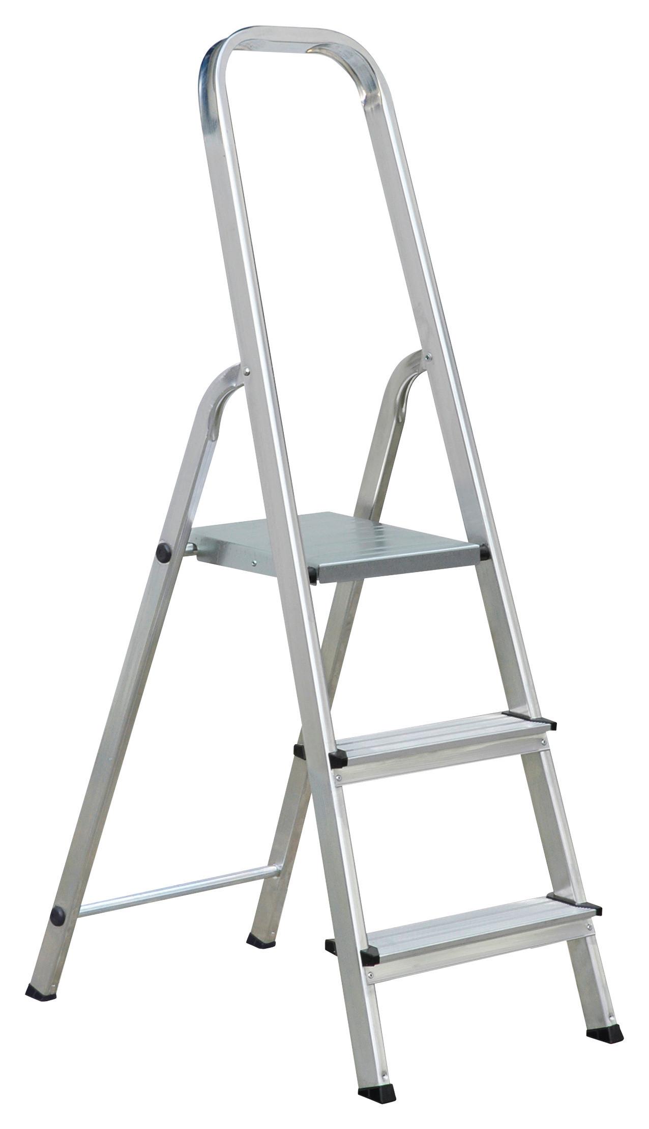 Aluleiter Toni Klappbar Bxh: 40,5x117,5 Cm - Silberfarben, KONVENTIONELL, Metall (40,5/117,5cm) - Homezone