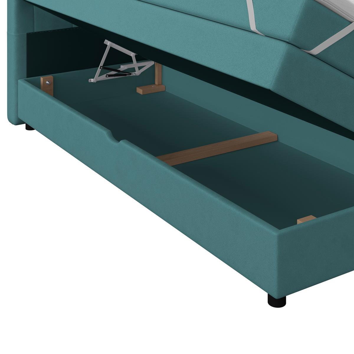 Boxspringbett Elio Petrol 160x200 Cm H4 - Petrol/Schwarz, ROMANTIK / LANDHAUS, Textil (164/121/212cm) - James Wood