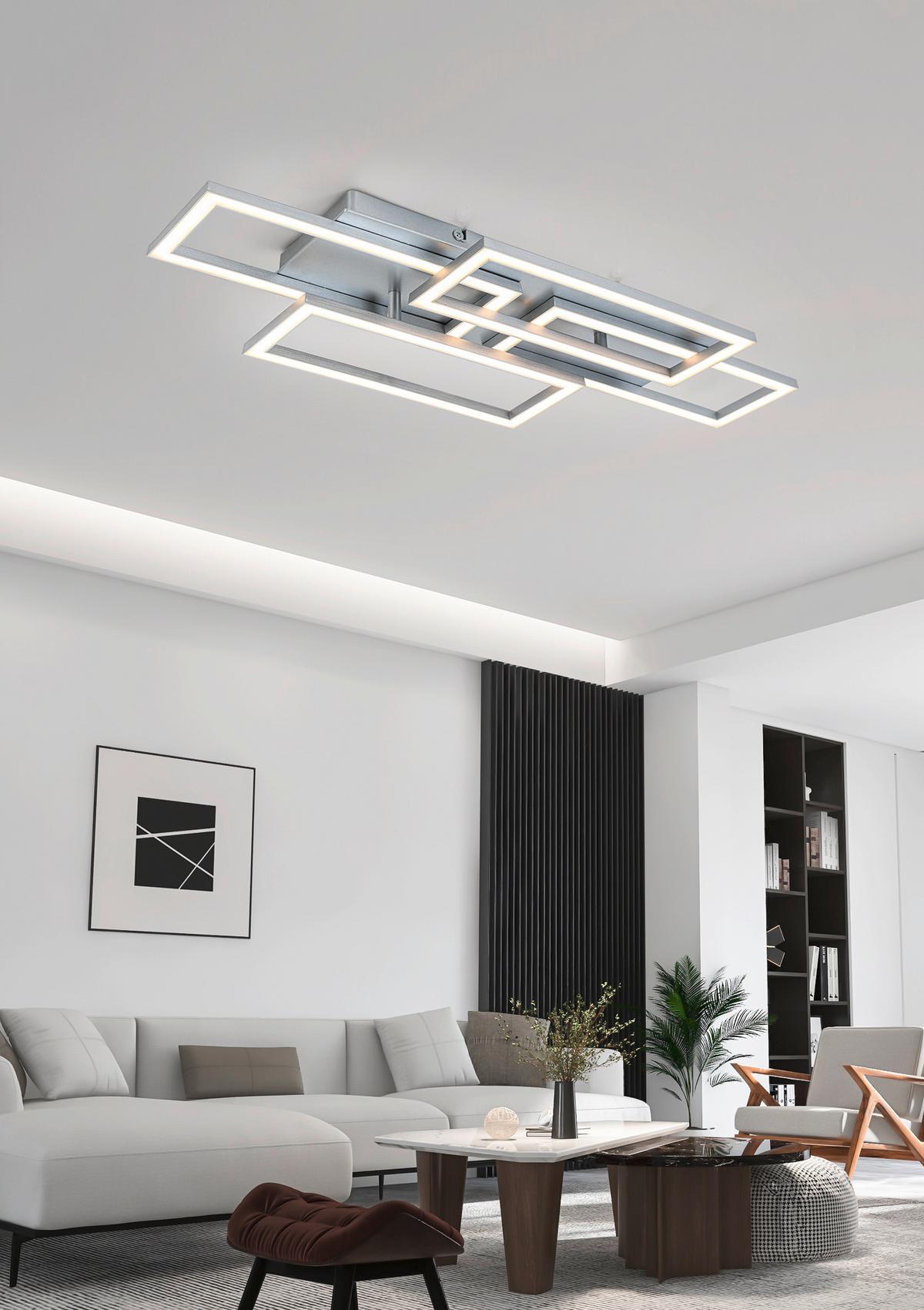 STROPNÉ LED SVIETIDLO MEGA - strieborná/niklová, Modern, kov/plast (72/28,4/8cm) - Mömax