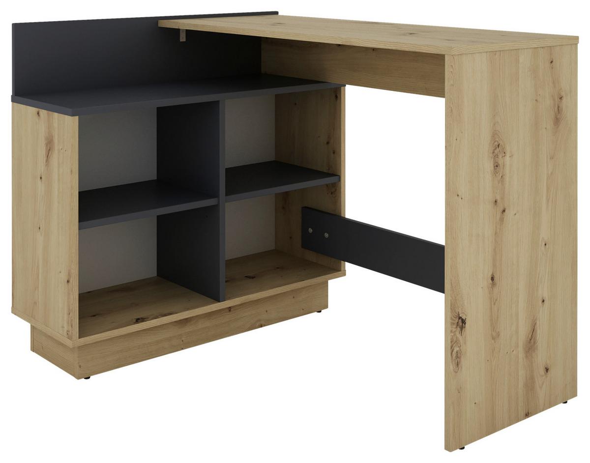 Eckschreibtisch Berni - Graphitfarben/Eiche Artisan, MODERN, Holzwerkstoff (102/80/77,5cm) - MID.YOU