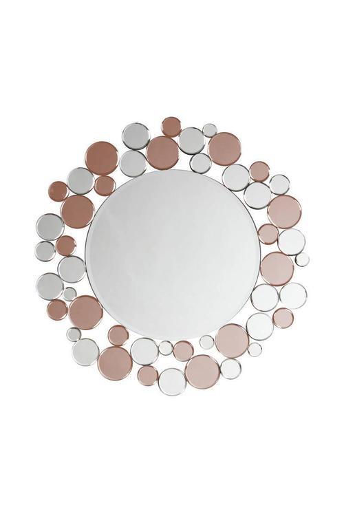 Wandspiegel Bubble Rund 80 cm Metallrahmen Rosa/Silberfarben - Silberfarben/Rosa, Basics, Glas/Metall (80/80/3cm) - Kayoom