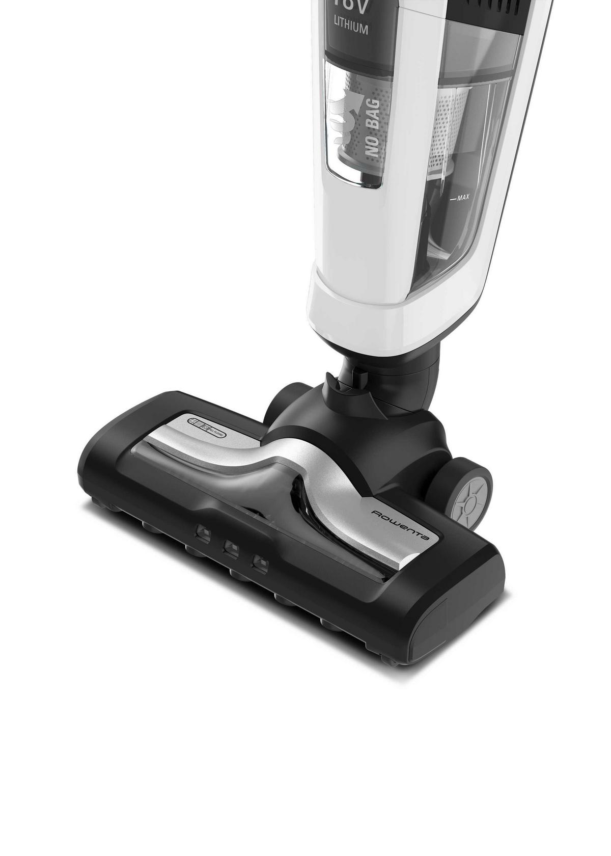 Akku-bodenstaubsauger Mit Led-Licht Und 2in1 Funktion - Schwarz/Weiß, Basics, Kunststoff (60/19/31,5cm) - Rowenta