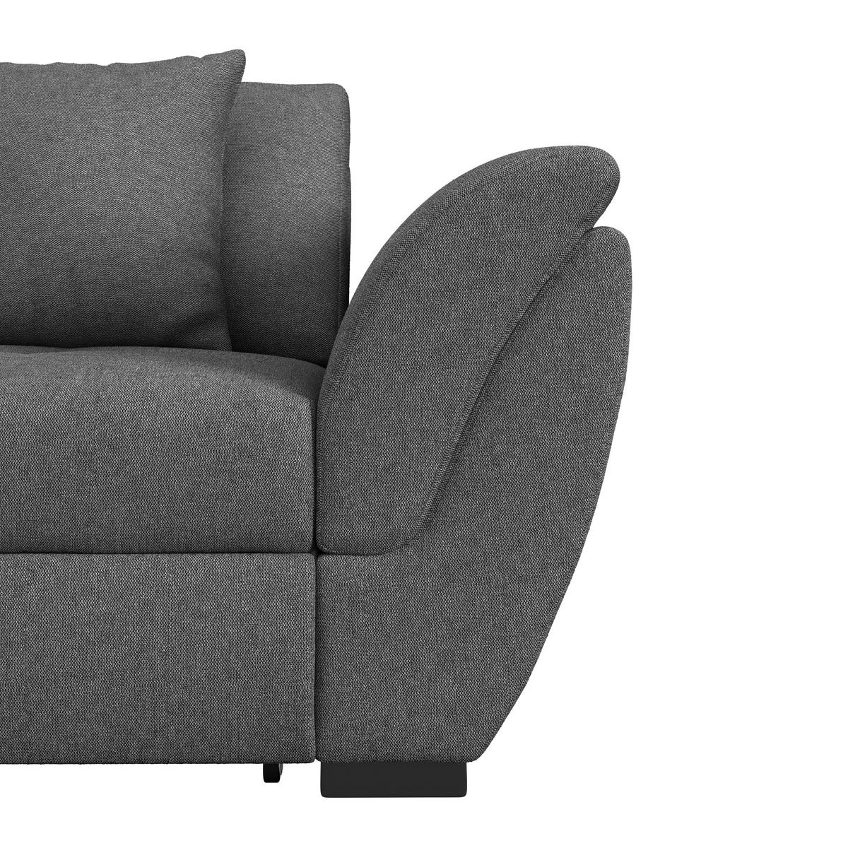 Ecksofa mit Schlaffunktion + Bettkasten Berisso Webstoff - Anthrazit/Schwarz, Design, Textil (187/278cm) - Ondega