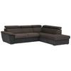 Ecksofa Mit Schlaffunktion Und Bettkasten Antero Dunkelbraun - Chromfarben/Dunkelbraun, Design, Textil (262/216cm) - Livetastic