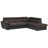 Ecksofa Mit Schlaffunktion Und Bettkasten Antero Dunkelbraun - Chromfarben/Dunkelbraun, Design, Textil (262/216cm) - Livetastic