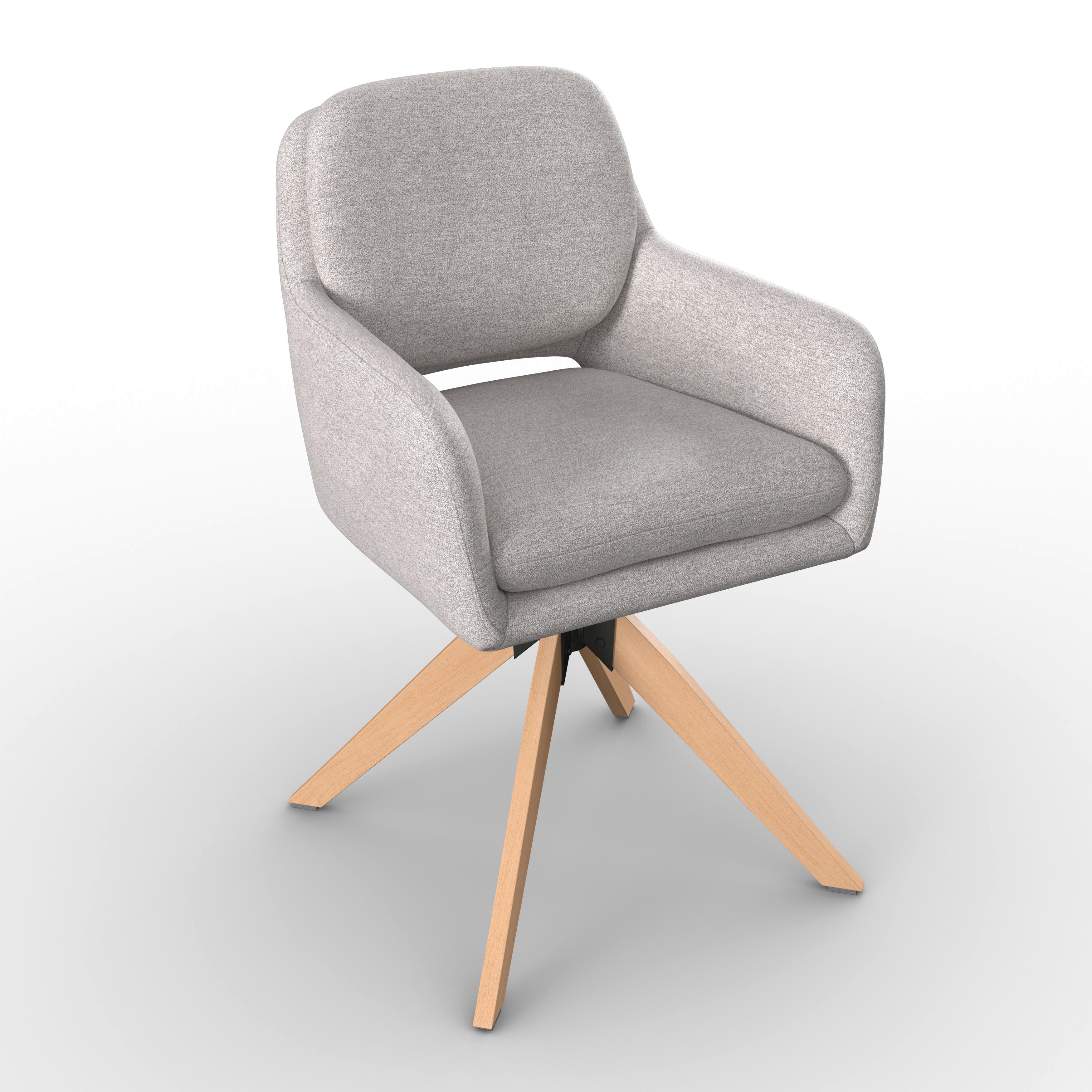Židle s podrúčkami Adrien, šedobéžová - šedobéžová/přírodní barvy, Moderní, kov/dřevo (64/59/92cm) - Bessagi Home