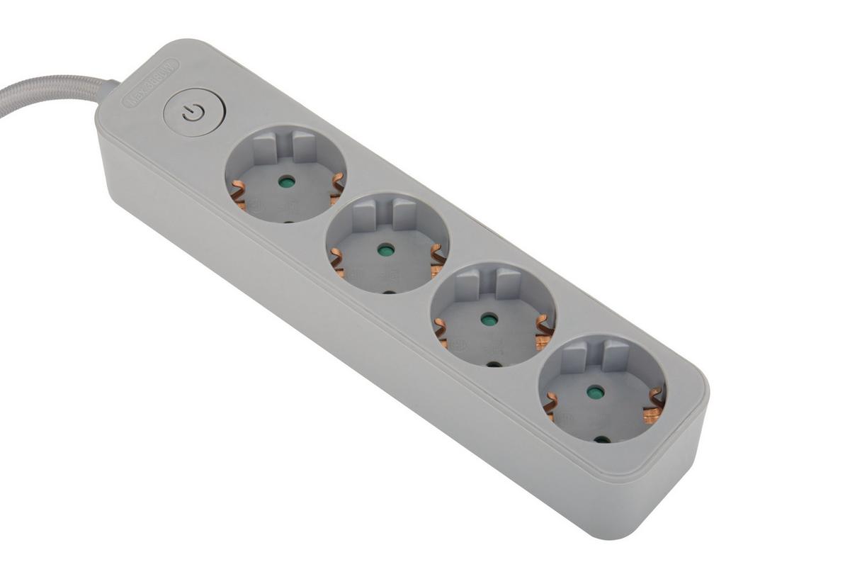 Steckdosenleiste Nia - Grau, KONVENTIONELL, Kunststoff/Metall (22,2/5,2/4cm) - Ondega