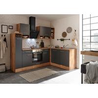 Eckküche mit Geräten 250 cm Grau/Wildeichefarben - Eichefarben/Grau, Basics, Holzwerkstoff (250/172cm) - Respekta