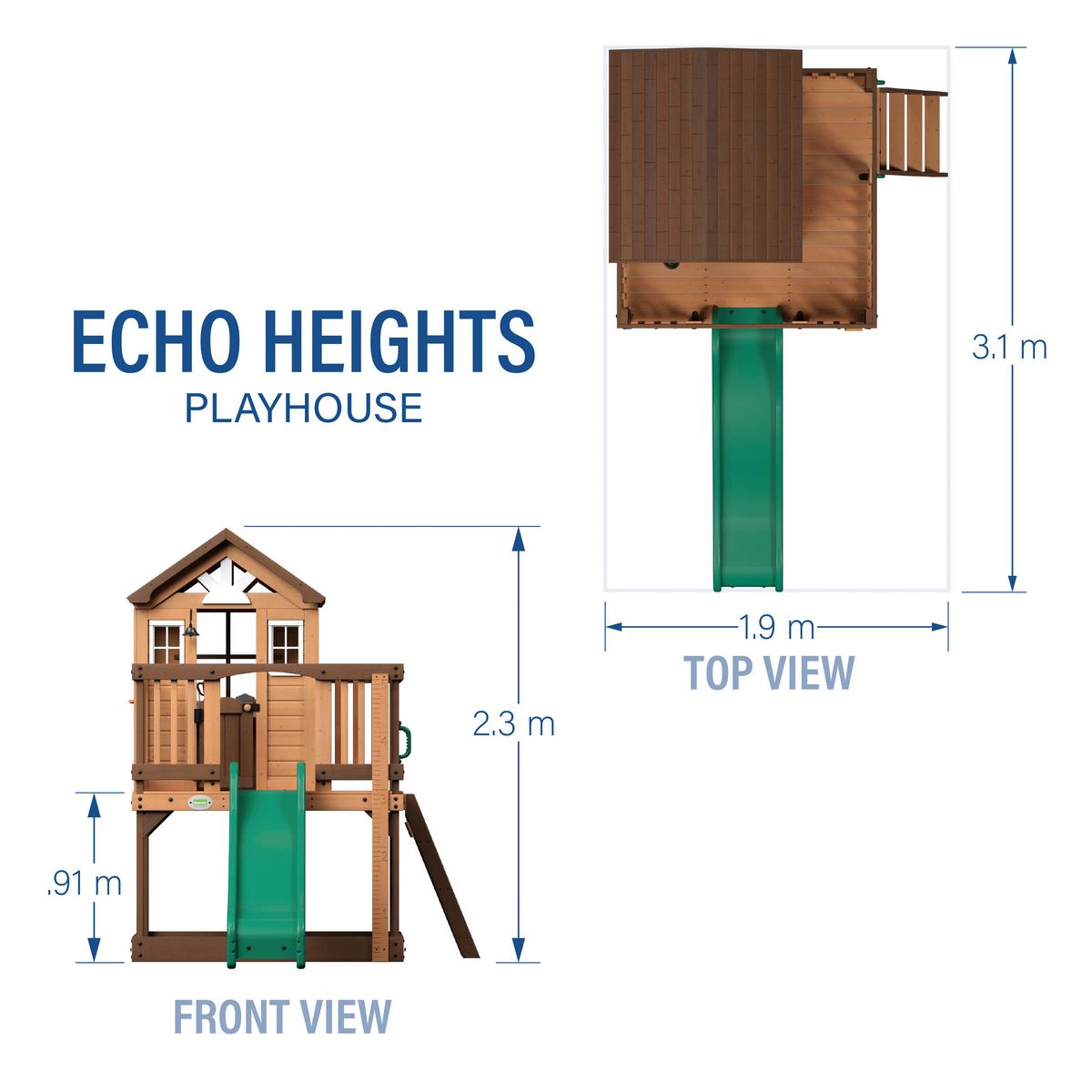 Spielhaus Echo Heights Braun/grün B: 190 Cm - Braun/Grün, KONVENTIONELL, Holz/Kunststoff (190/230/310cm) - Ambia Garden