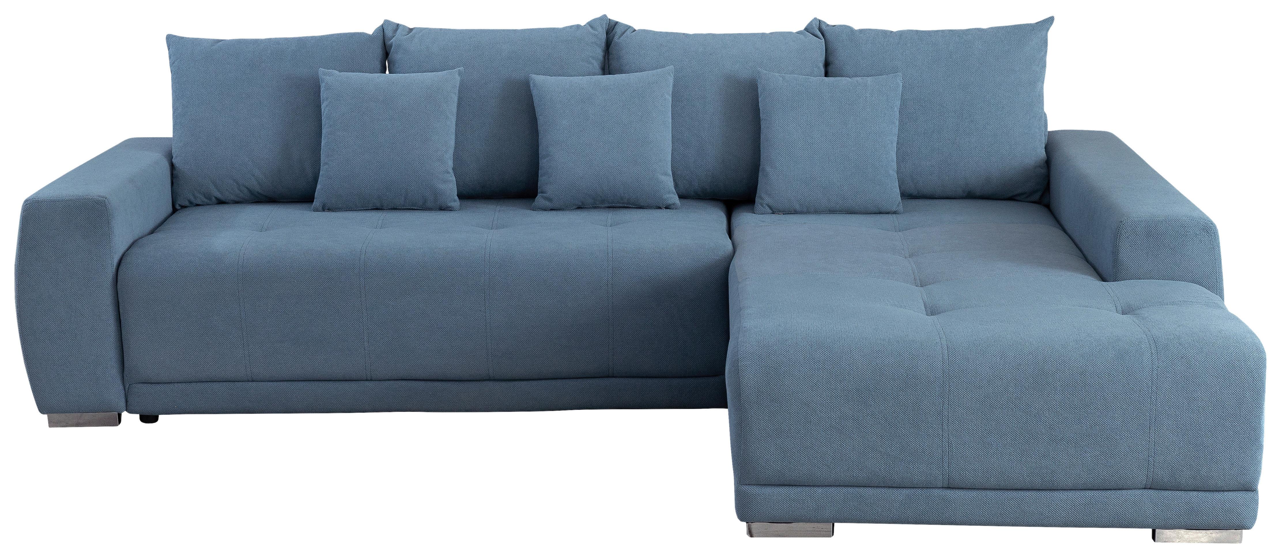 Ecksofa Madeleine Blau S: 280x204cm - Blau/Silberfarben, Design, Textil (280/204cm) - MID.YOU