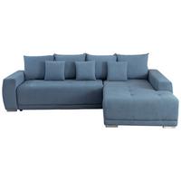 Ecksofa Madeleine Blau S: 280x204cm - Blau/Silberfarben, Design, Textil (280/204cm) - MID.YOU