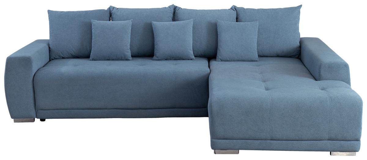 Ecksofa Madeleine Blau S: 280x204cm - Blau/Silberfarben, Design, Textil (280/204cm) - MID.YOU