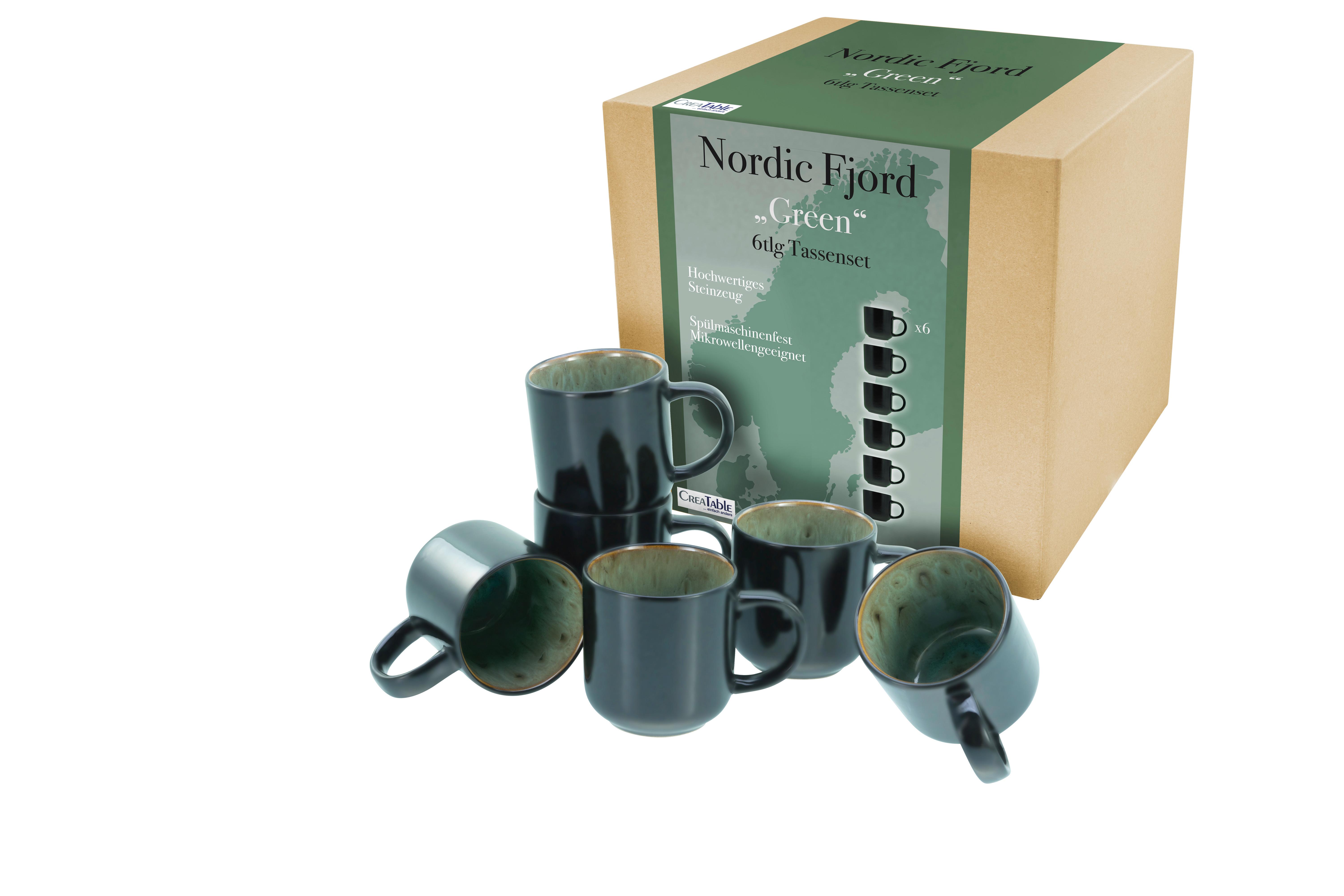 Kaffeebecherset 21558 Nordic Fjord Green - Grün, Trend, Keramik - Creatable