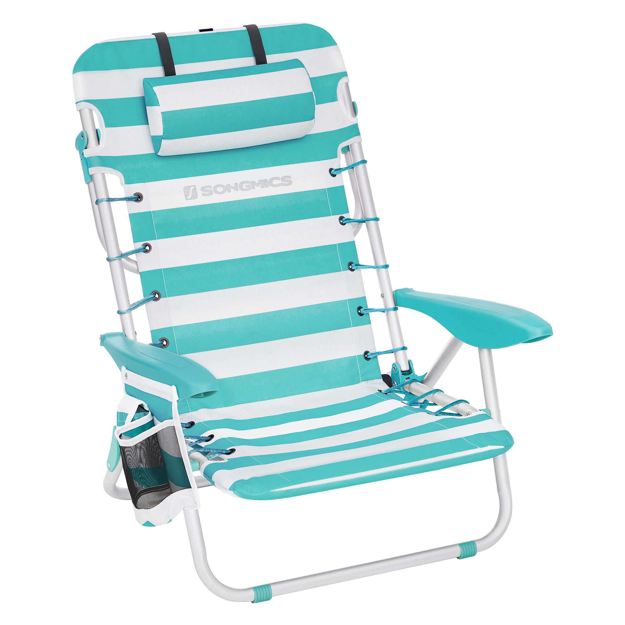 Strandsessel Weiß Mintgrün Klappbar, B: 63 cm - Weiß/Mintgrün, Basics, Textil/Metall (63/75/68cm) - Modante