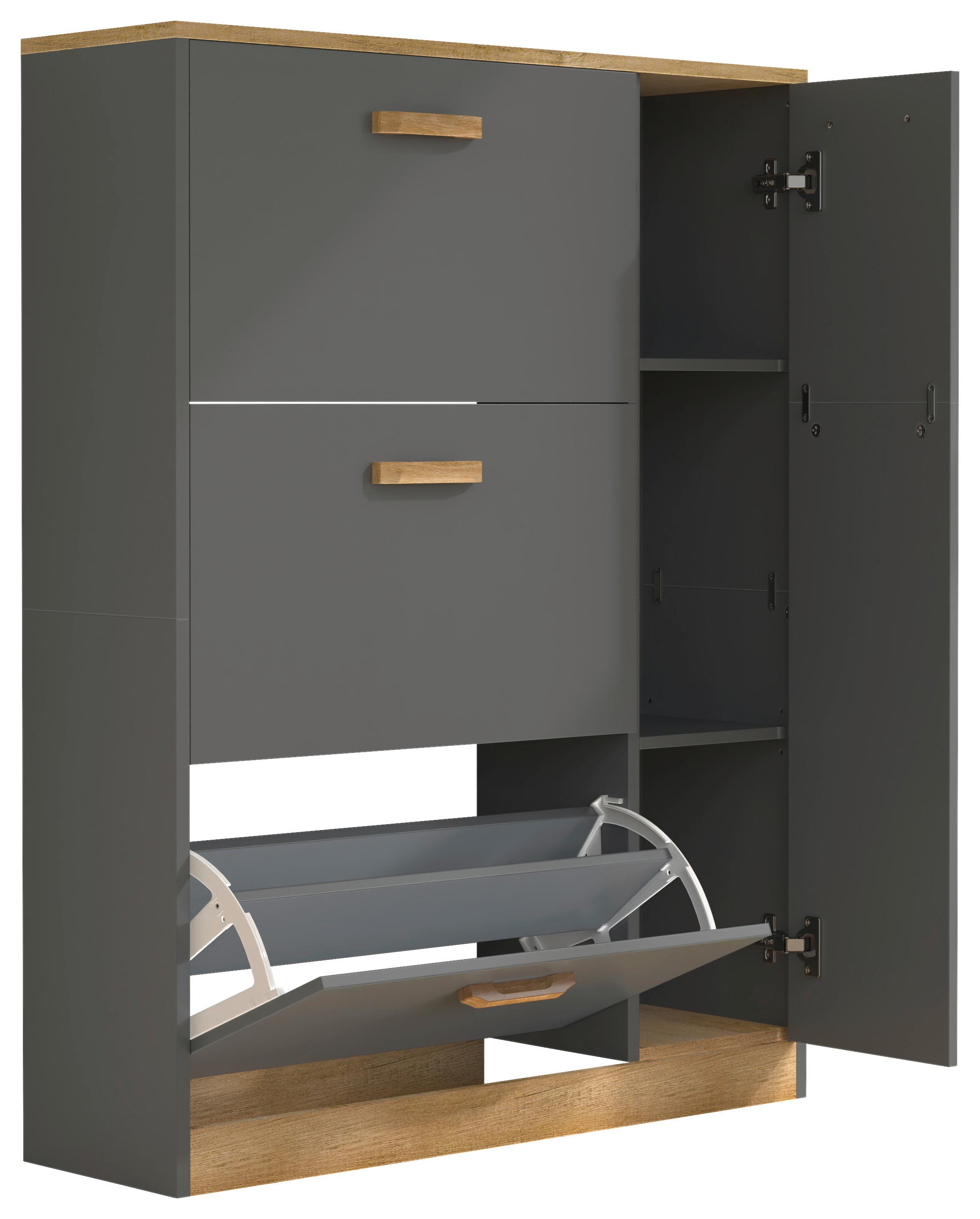 Schuhschrank Halom Anthrazit/Honigeiche - Honigeiche/Anthrazit, LIFESTYLE, Holzwerkstoff (80/105/24cm) - MID.YOU
