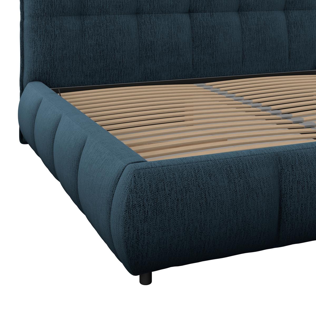 Polsterbett LIMO Dunkelblau 160x200 cm - Schwarz/Dunkelblau, KONVENTIONELL, Holz/Holzwerkstoff (160/200cm) - James Wood