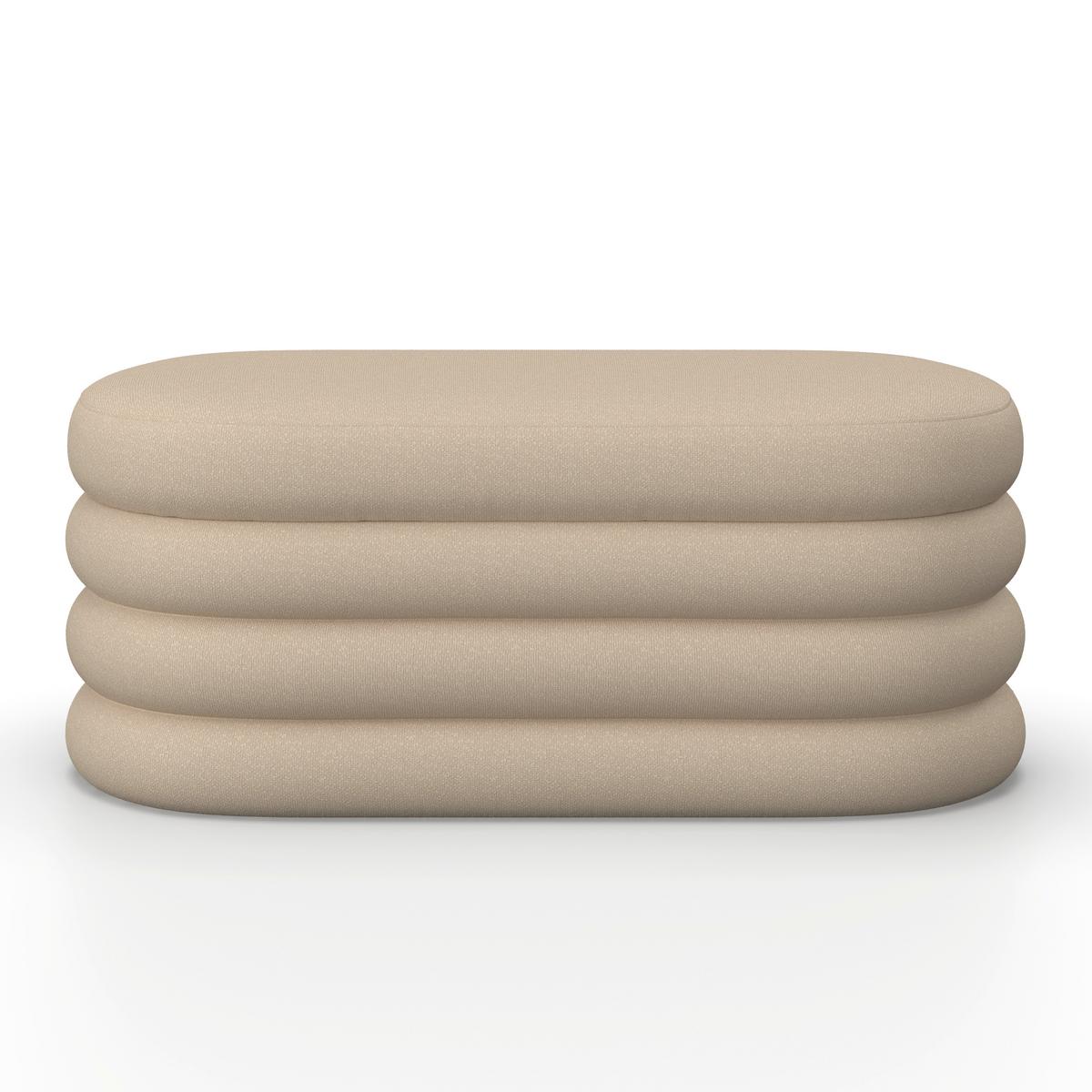Taburetová lavice LORENA polstrovaná, světle hnědá - hnědá, Moderní, dřevo/textil (110/47/45cm) - Bessagi Home