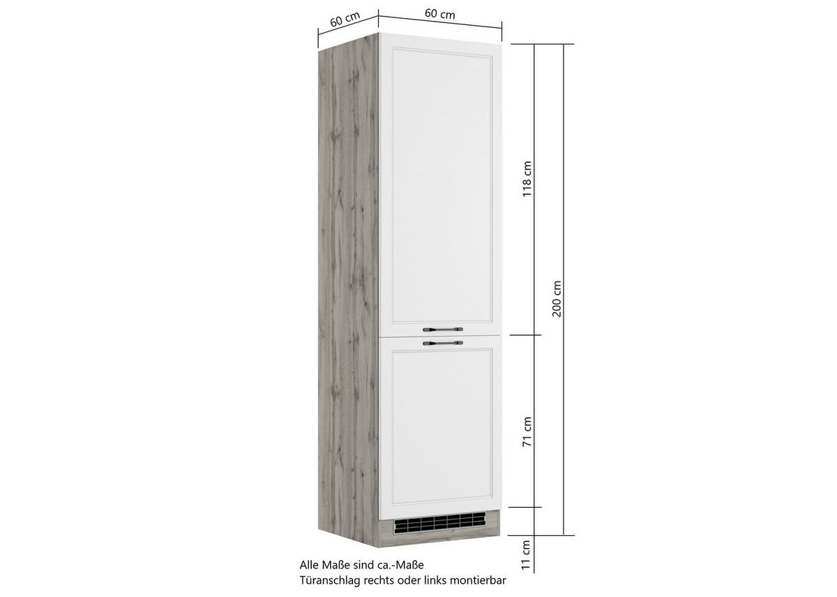 Geräteumbauschrank Meran B: 60 Cm Grau - Grau, LIFESTYLE, Holzwerkstoff (60/200/60cm) - Held