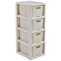 Schubladenbox Rattan Creme , Anthrazit 24,1x29,6x64 cm - Anthrazit/Creme, Basics (24,1/29,6/64cm) - Ondega